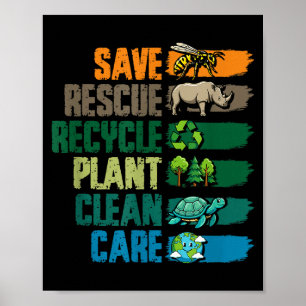 Red aarde dag opslaan redden recyclen planten scho poster