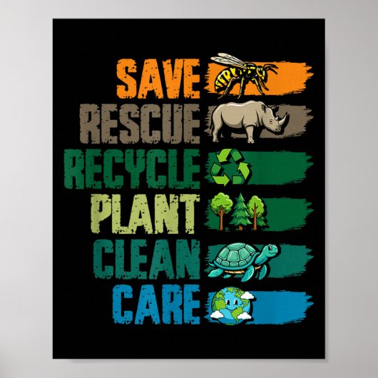 Red aarde dag opslaan redden recyclen planten scho poster (Voorkant)