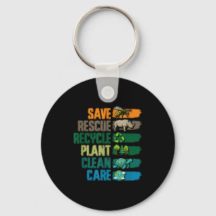 Red aarde dag opslaan redden recyclen planten scho sleutelhanger