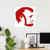 Red Abraham Lincoln Silhouette Poster (Thuiskantoor)