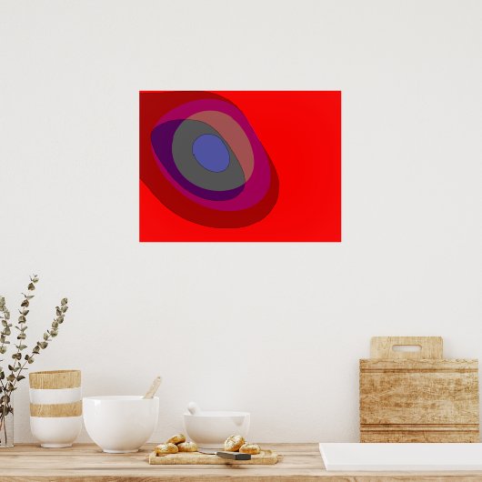 Red Abstract 714 - retro vibes uit 1970 Poster (Keuken)