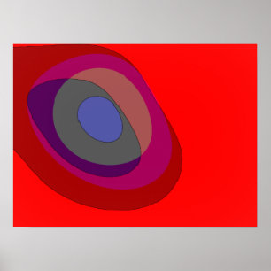 Red Abstract 714 - retro vibes uit 1970 Poster