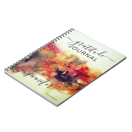 Red Abstract Art Gratitude Journal Monogram Notitieboek (Linkerzijde)