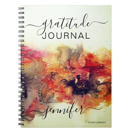 Red Abstract Art Gratitude Journal Monogram Notitieboek (Voorkant)
