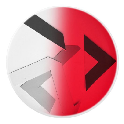 RED ABSTRACT CERAMIC DRAWER KNOB KERAMISCHE KNOP (Voorkant)