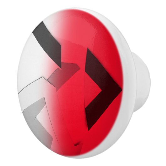 RED ABSTRACT CERAMIC DRAWER KNOB KERAMISCHE KNOP (Rechts)