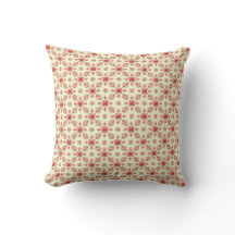 Red Abstract Damask op Creme Pillow