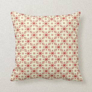 Red Abstract Damask op Creme Pillow Kussen
