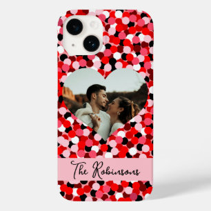 Red Abstract Dot Heart Lijst Foto Case-Mate iPhone 14 Hoesje