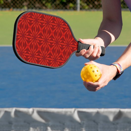 Red Abstract Floral Pattern Pickleball Paddle (Insitu)