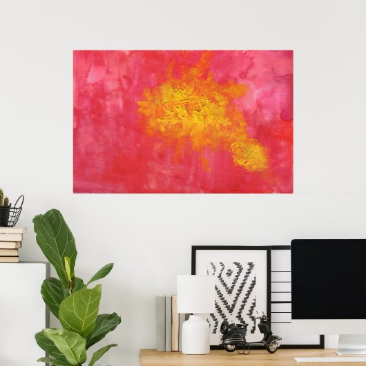 Red Abstract Gellow Fish Splotch Poster (Thuiskantoor)
