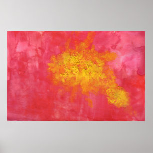 Red Abstract Gellow Fish Splotch Poster
