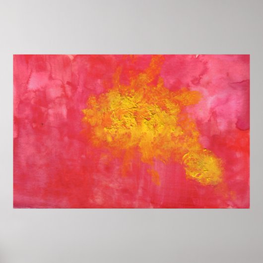 Red Abstract Gellow Fish Splotch Poster (Voorkant)