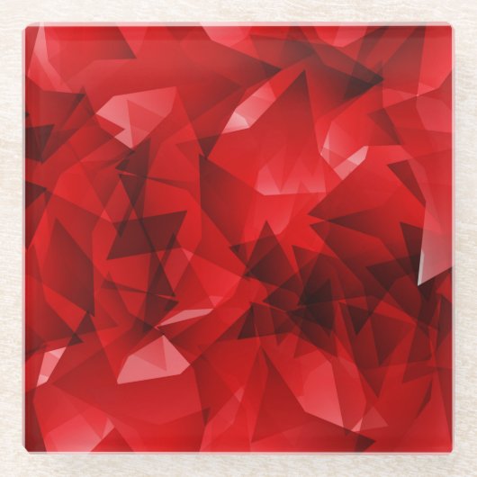 Red Abstract Geometric Design-51083 Glazen Onderzetter (Voorkant)