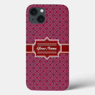 Red Abstract Geometric Pattern Gepersonaliseerd iPhone 13 Hoesje
