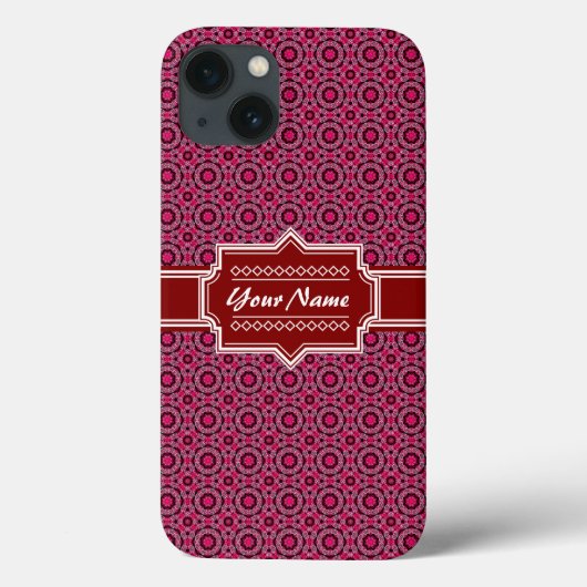 Red Abstract Geometric Pattern Gepersonaliseerd Case-Mate iPhone Case (Achterkant)