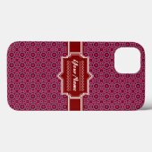 Red Abstract Geometric Pattern Gepersonaliseerd Case-Mate iPhone Case (Achterkant (horizontaal))