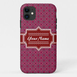 Red Abstract Geometric Pattern Gepersonaliseerd iPhone 11 Hoesje