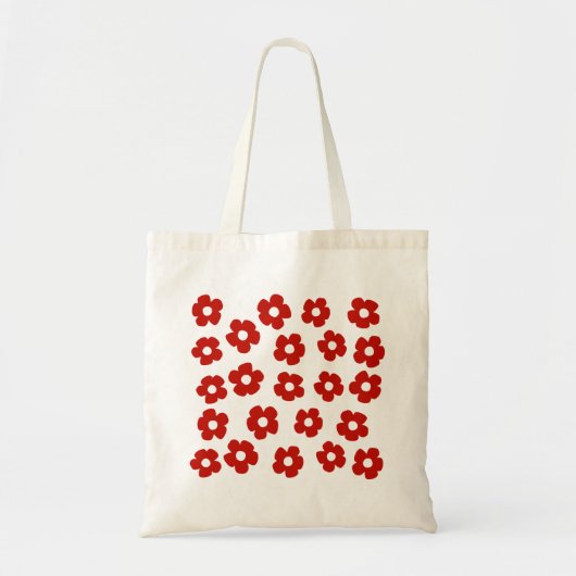 Red Abstract Hand Painted Flower Pattern Tote Bag (Voorkant)