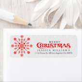 Red Abstract kerstsnowflake Etiket (Insitu)