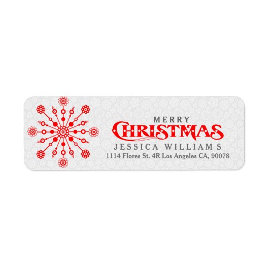 Red Abstract kerstsnowflake Etiket (Voorkant)