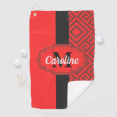 Red Abstract Patroon Golfhanddoek (Insitu)