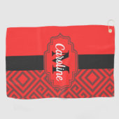 Red Abstract Patroon Golfhanddoek (Horizontaal)