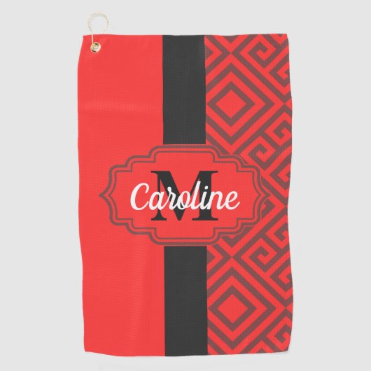 Red Abstract Patroon Golfhanddoek (Voorkant)