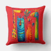 Red Abstract Safari Pals Kids Throw Pillow Kussen (Achterkant)