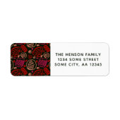 Red Abstract Shapes Kerstadres Etiket (Voorkant)