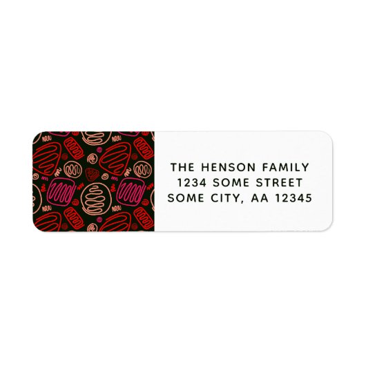 Red Abstract Shapes Kerstadres Etiket (Voorkant)