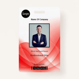 Red Abstract Wave Business Foto-ID Badge