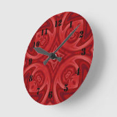 Red abstract wood pattern ronde klok (Hoek)