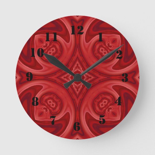 Red abstract wood pattern ronde klok (Voorkant)