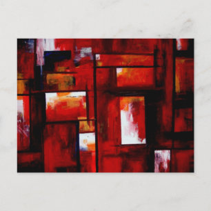 Red Abstracte Squares Art Art Briefkaart