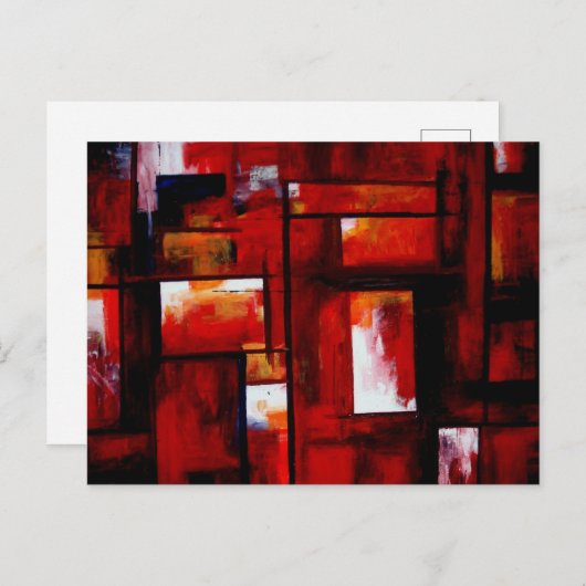 Red Abstracte Squares Art Art Briefkaart (Voorkant / Achterkant)