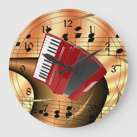 Red Accordion Abstract Design Grote Klok (Voorkant)