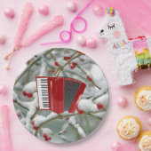 Red Accordion - Berries in de sneeuw, Papieren Bordje (Feest)