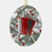 Red Accordion - Berries op sneeuwachtergrond Keramisch Ornament (Rechts)