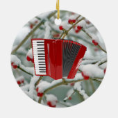 Red Accordion - Berries op sneeuwachtergrond Keramisch Ornament (Achterkant)