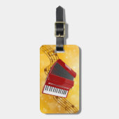 Red Accordion en muzieknoten Bagagelabel (Voorkant verticaal)