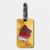 Red Accordion en muzieknoten Bagagelabel (Achterkant verticaal)