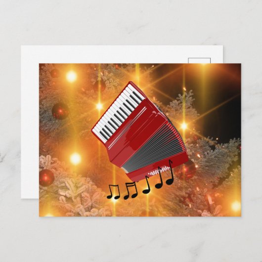 Red Accordion Holiday-ontwerp Feestdagenkaart (Voorkant / Achterkant)