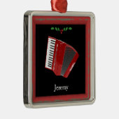 Red Accordion Kerstmis Sjabloon Metalen Ornament (Rechts)