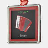 Red Accordion Kerstmis Sjabloon Metalen Ornament (Links)