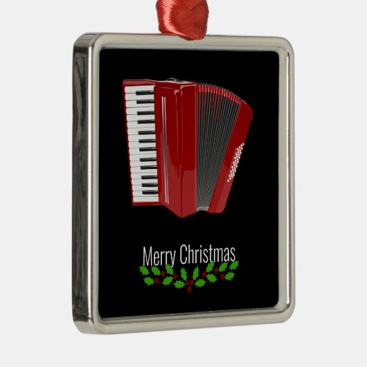 Red Accordion, Merry Christmas,  Metalen Ornament (Rechts)