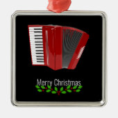Red Accordion, Merry Christmas,  Metalen Ornament (Voorkant)