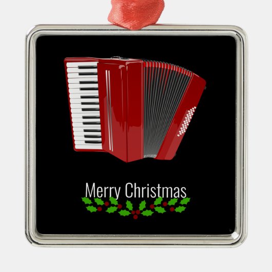 Red Accordion, Merry Christmas,  Metalen Ornament (Voorkant)
