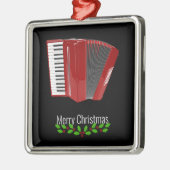 Red Accordion, Merry Christmas,  Metalen Ornament (Links)