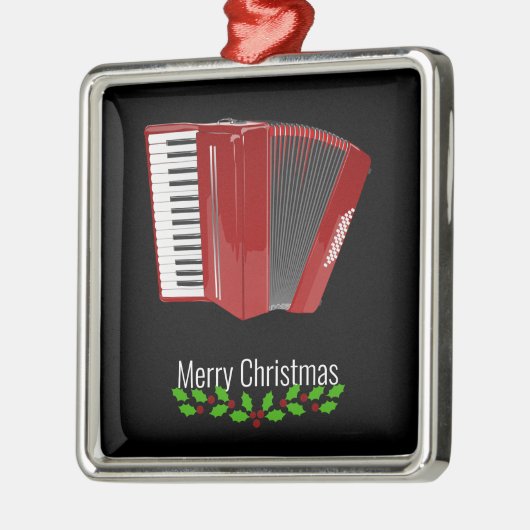Red Accordion, Merry Christmas,  Metalen Ornament (Links)